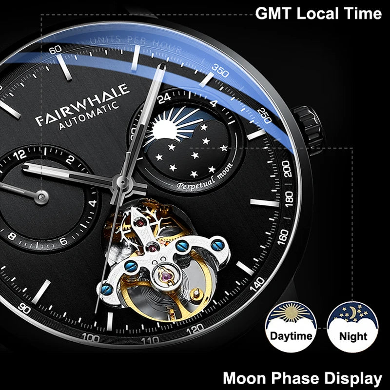 Mark Fairwhale THERIXIS Void Core – Gunmetal automatic watch with open-heart mechanics and moon phase complication