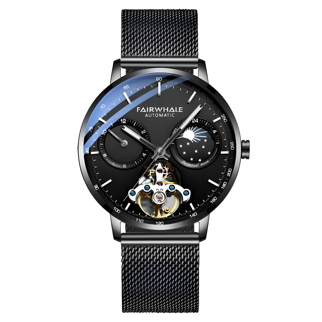 Mark Fairwhale THERIXIS Void Core – Gunmetal automatic watch with open-heart mechanics and moon phase complication