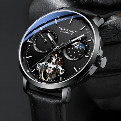 Mark Fairwhale THERIXIS Void Core – Gunmetal automatic watch with open-heart mechanics and moon phase complication