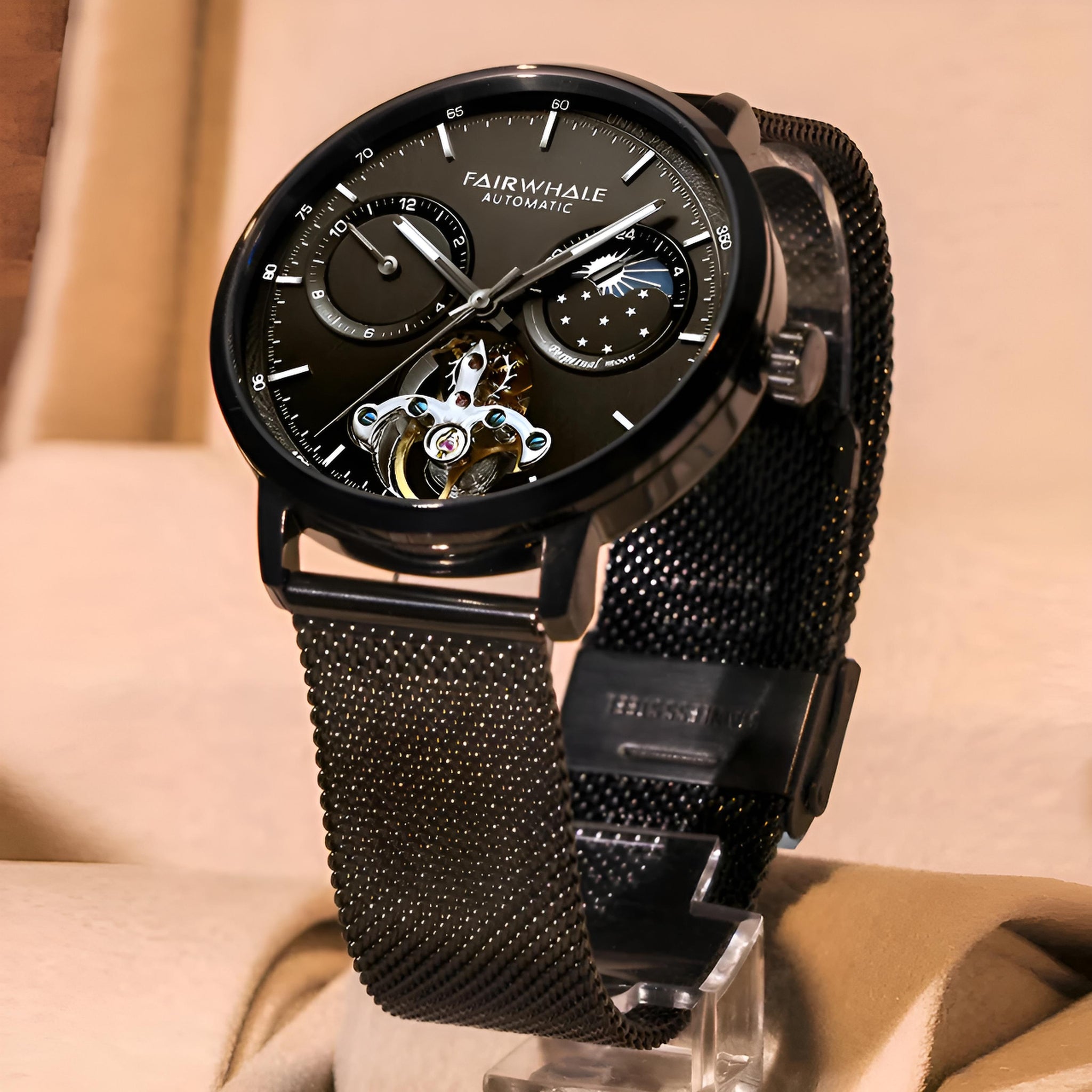 Mark Fairwhale THERIXIS Void Core – Gunmetal automatic watch with open-heart mechanics and moon phase complication