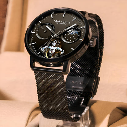 Mark Fairwhale THERIXIS Void Core – Gunmetal automatic watch with open-heart mechanics and moon phase complication