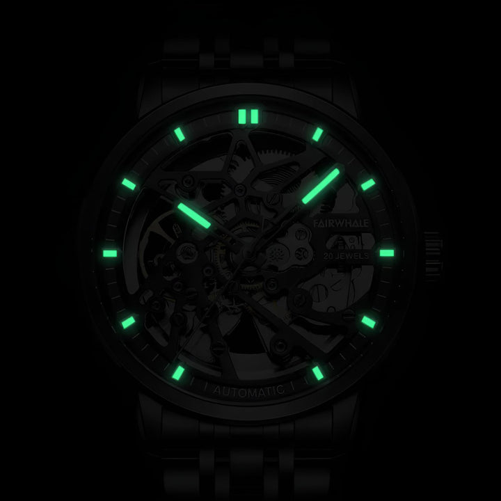 Mark Fairwhale THERIX Obsidian Frame – Black skeleton dial tourbillon automatic watch for men with stainless steel bracelet