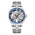 Mark Fairwhale THERIX Skyforge – Silver-tone skeleton watch with transparent mechanics and sleek stainless steel band