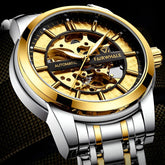 Mark Fairwhale THORIX Solar Frame – Black dial skeleton automatic watch for men with luminous hands and stainless steel case