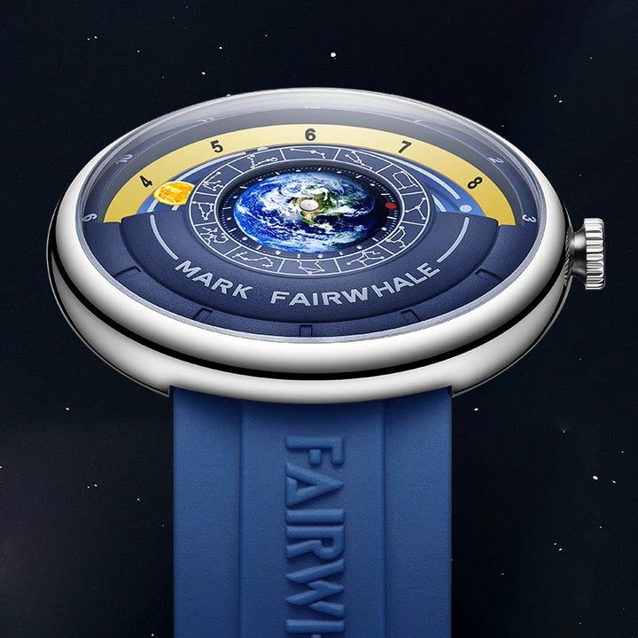 Mark Fairwhale THÉO Blue Silicone Strap Watch with stainless steel case