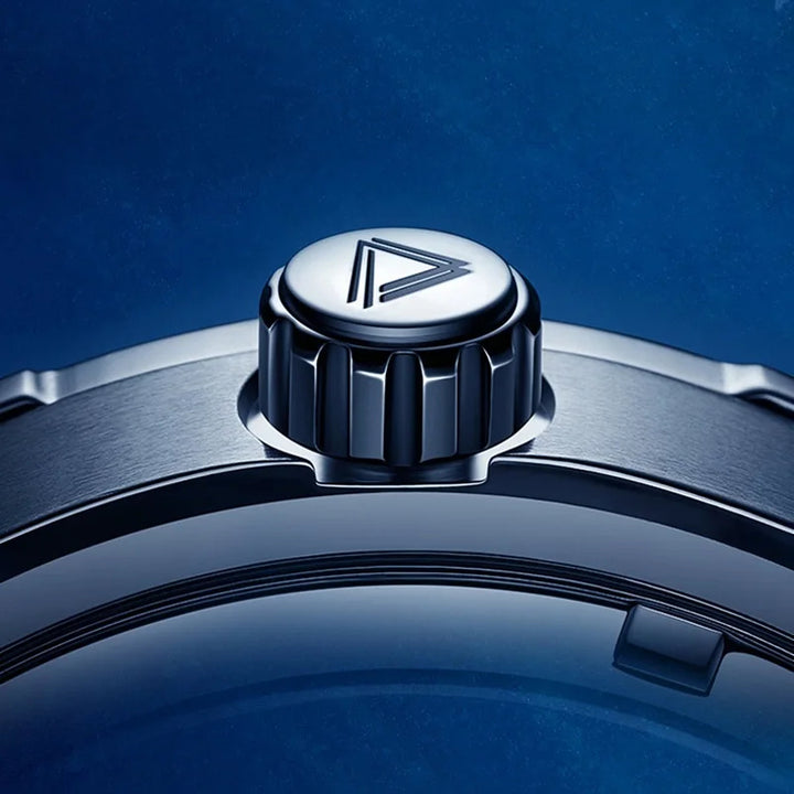 Mark Fairwhale TIDRON Deepwater Navy – Blue luminous automatic sport watch for men with stainless steel bracelet and 100M water resistance