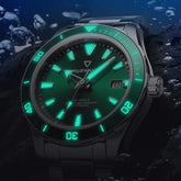 Mark Fairwhale TIDRON Deepwater Navy – Blue luminous automatic sport watch for men with stainless steel bracelet and 100M water resistance