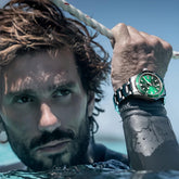 Mark Fairwhale TIDRON Deepwater Navy – Blue luminous automatic sport watch for men with stainless steel bracelet and 100M water resistance