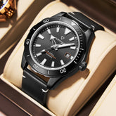 Mark Fairwhale TIDRON Shadow Flex black rubber automatic watch, 100M waterproof, luminous dial, stainless steel accents