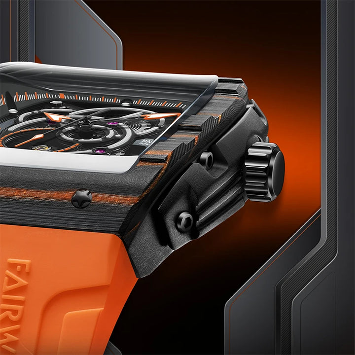 Mark Fairwhale 6660 TORVIS close-up side view showing crown and carbon fiber case details