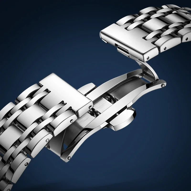 Stainless steel butterfly clasp of Mark Fairwhale 6980 VALTOR luxury men’s watch