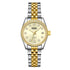 Mark Fairwhale VELIA gold dial women’s watch – luxury stainless steel bracelet close-up