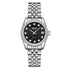 Mark Fairwhale VELIA silver-black women’s quartz watch with diamond markers and stainless steel strap
