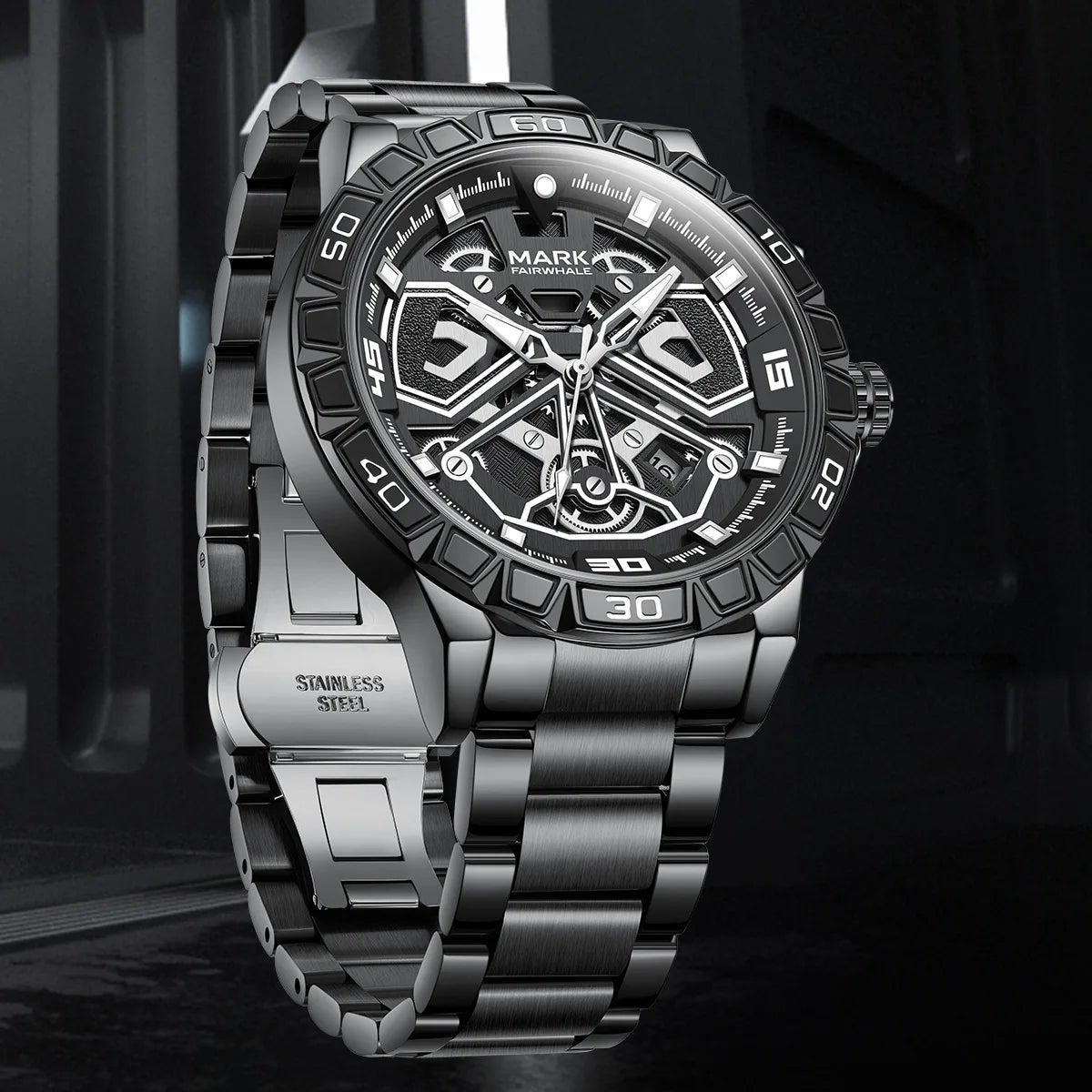 Mark Fairwhale VELTORA stainless steel strap and case – premium executive design