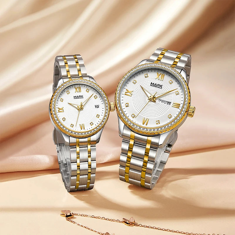 Mark Fairwhale VELTOR Unisex Ladies Quartz Watch with Diamond Bezel &amp; Stainless Steel Strap.