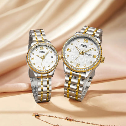 Mark Fairwhale VELTOR Unisex Ladies Quartz Watch with Diamond Bezel &amp; Stainless Steel Strap.