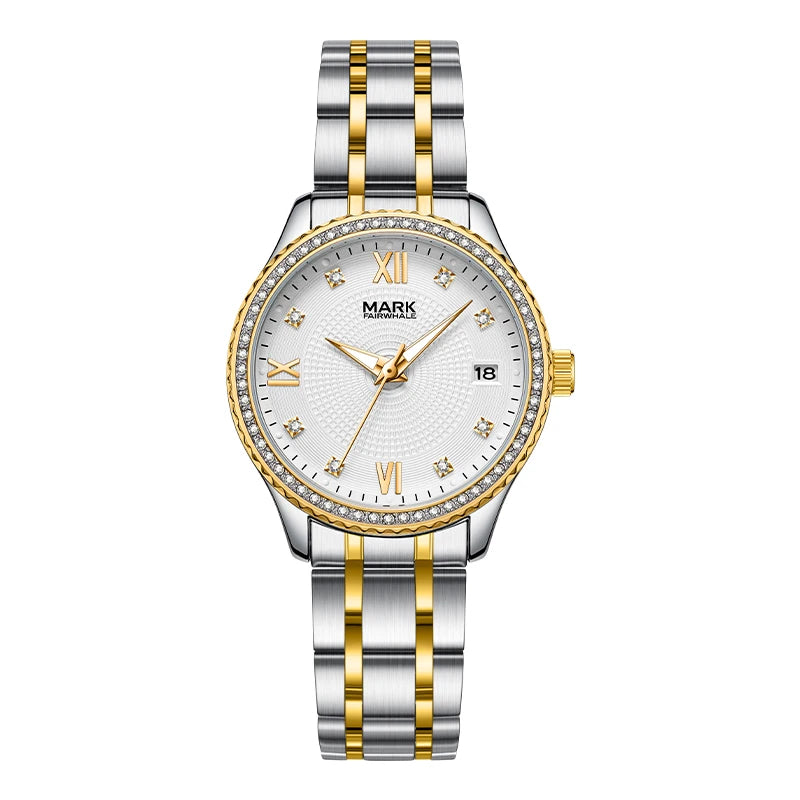 Mark Fairwhale VELTOR Unisex Luxury Quartz Watches for Couples with Stainless Steel Straps.