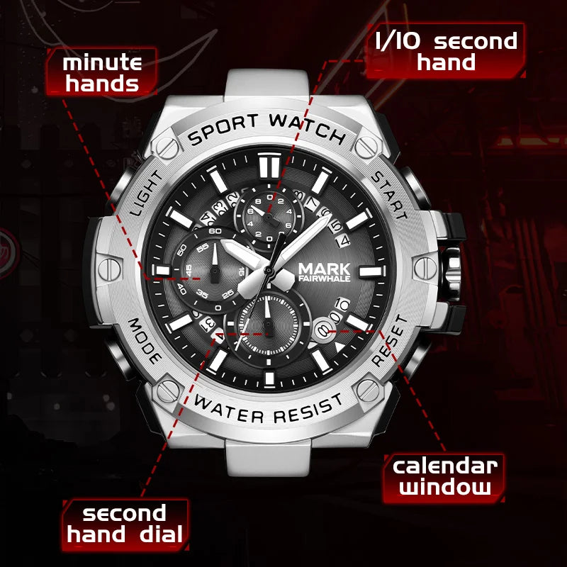 Mark Fairwhale men’s chronograph watch waterproof 3Bar sports design