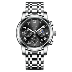 Mark Fairwhale men’s quartz watch with glowing luminous hands in the dark.