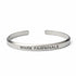 Mark Fairwhale silver cuff bracelet with engraved logo on white background
