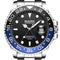 Mark Fairwhale watch with black face and blue bezel on a white background