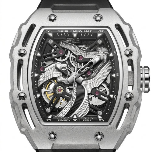 Mark Fairwhale watch with intricate design on a white background