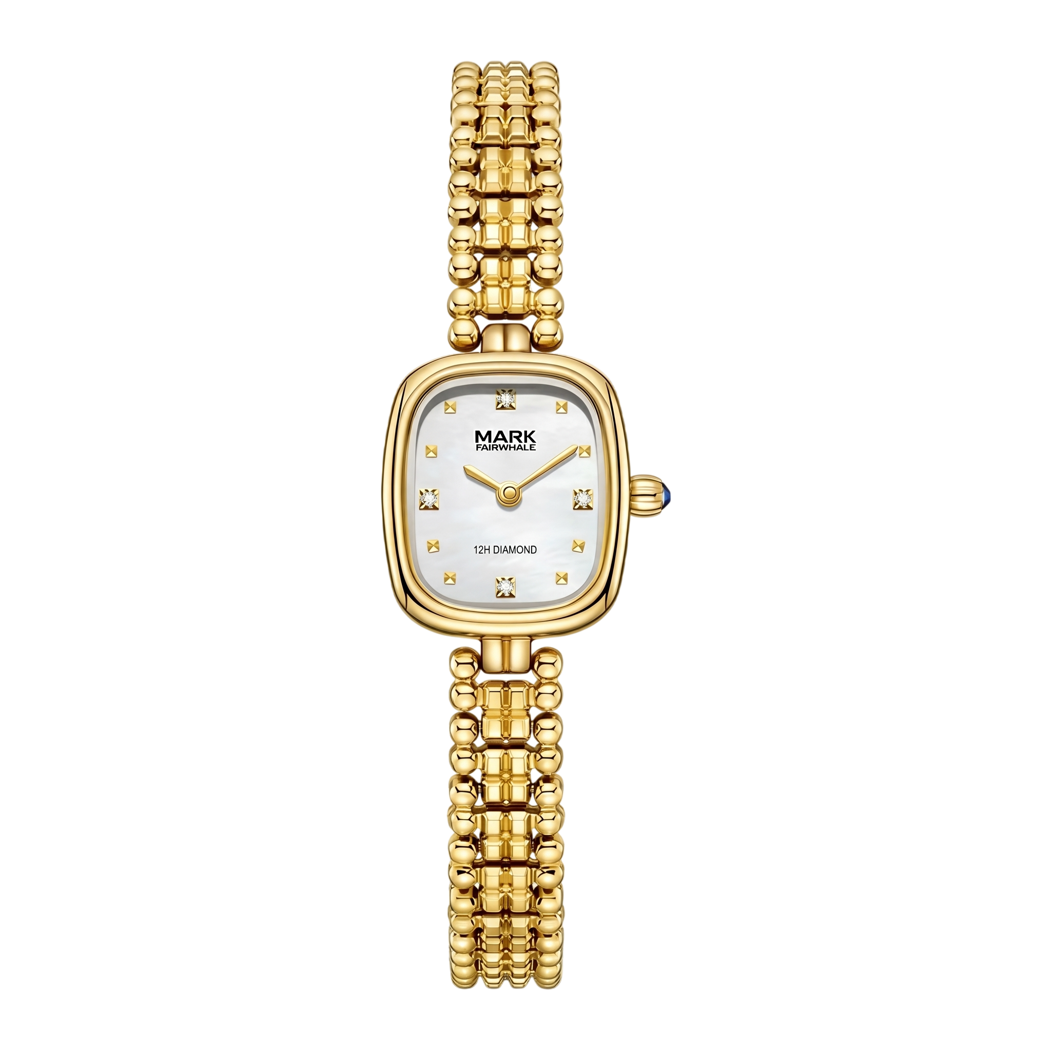 Mark Fairwhale women gold watch rectangular dial diamond markers bracelet luxury elegant quartz watch