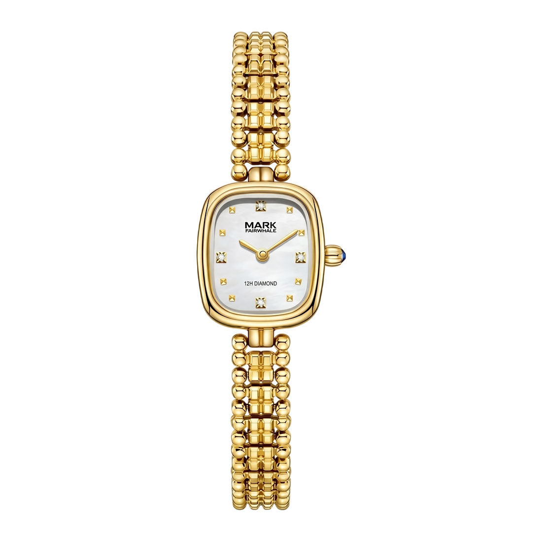Mark Fairwhale women gold watch rectangular dial diamond markers bracelet luxury elegant quartz watch