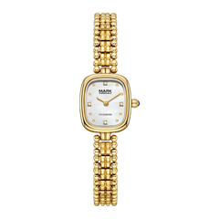 Mark Fairwhale women gold watch rectangular dial diamond markers bracelet luxury elegant quartz watch