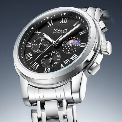 Men’s Chronograph Watch slim side profile with polished case