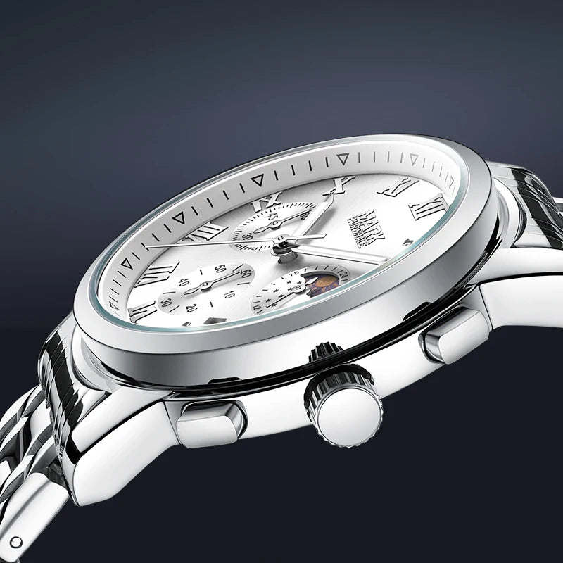 Men’s Chronograph Watch caseback with engraved stainless alloy finish