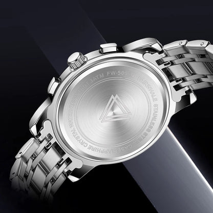 Men’s Chronograph Watch slim side profile with polished case