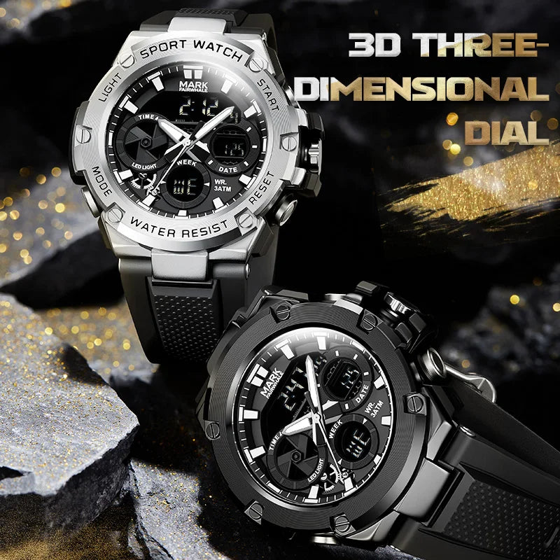 Men’s Digital Electronic Watch shockproof sport case detail