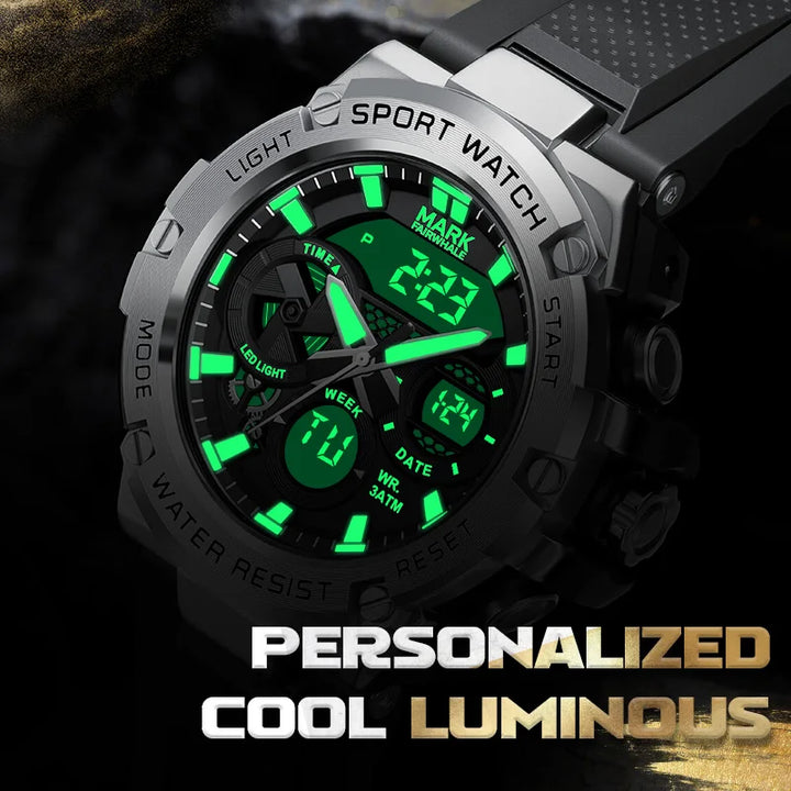 Men’s Digital Electronic Watch with luminous digital display at night
