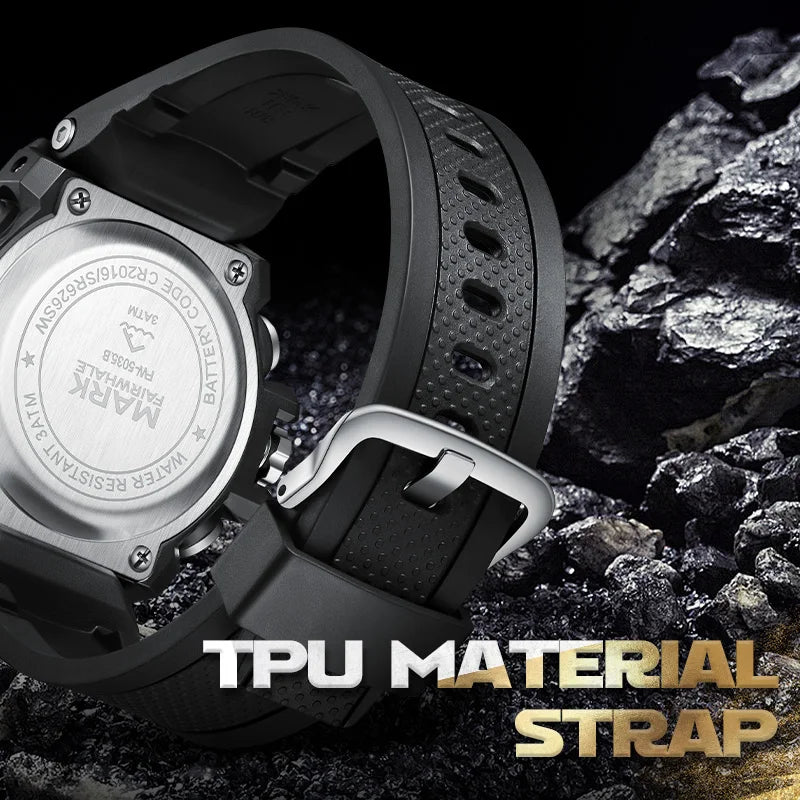 Men’s Digital Electronic Watch worn on wrist outdoor lifestyle