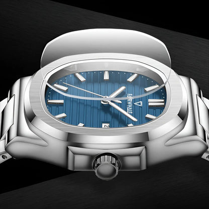 Mark Fairwhale FW-5610 AURELION Men’s luminous waterproof watch front view stainless steel