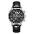 Men’s chronograph watch with moon phase luminous hands and classic Roman numerals