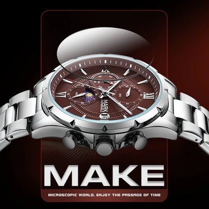 Men’s quartz watch lifestyle scene in café environment