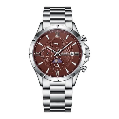Men wearing Mark Fairwhale FW-5064 TRENDOR quartz watch with metal bracelet