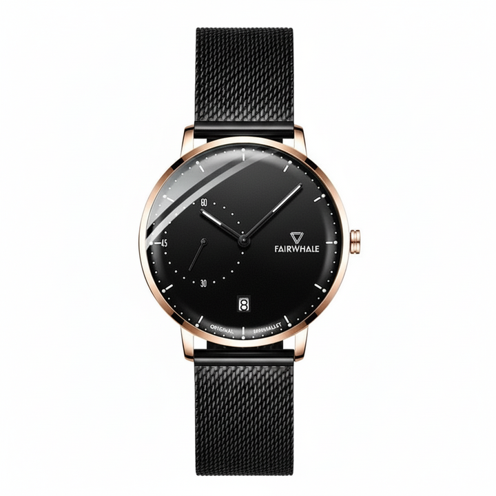 Minimalist Mesh Business Watch VELION in premium leather box presentation
