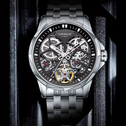 Luminous markers and hands ensure visibility while preserving the purity of the skeleton design.