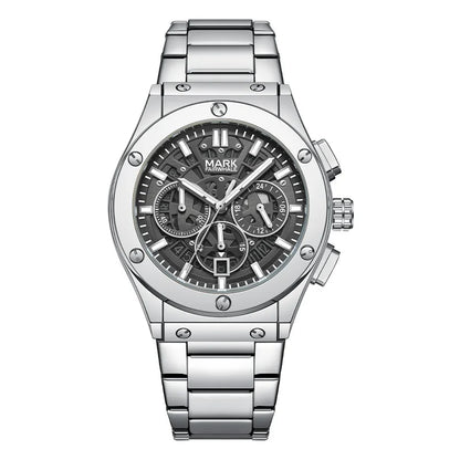 Quartz Chronograph Watch for men with stainless steel bracelet and black dial