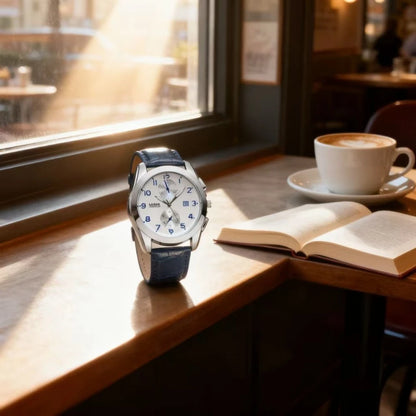 Quartz Watch displayed in lifestyle setting with elegant desk scene