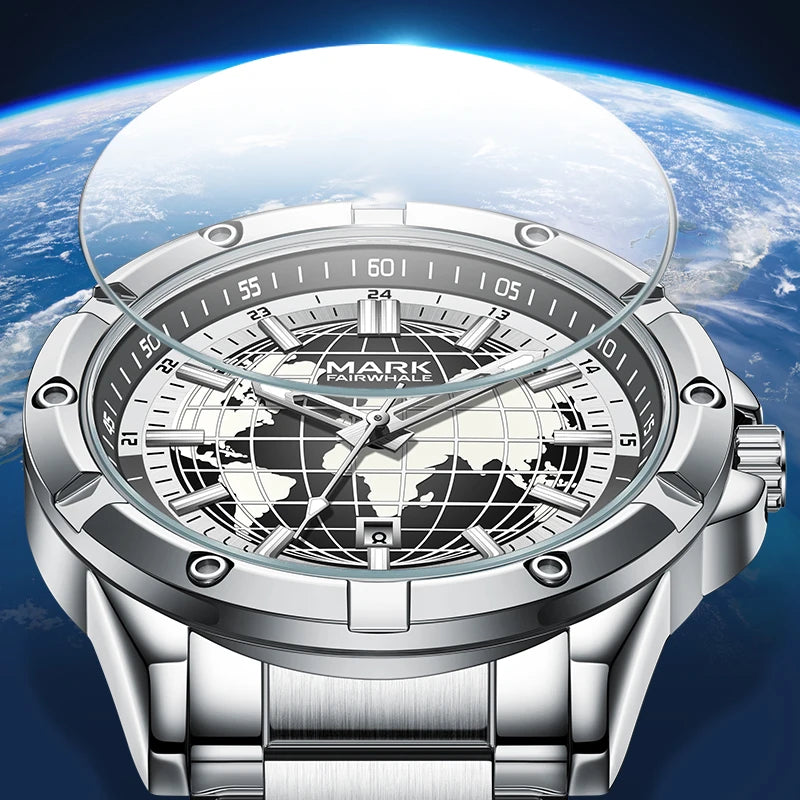 Quartz Watch stainless steel bracelet and secure clasp design