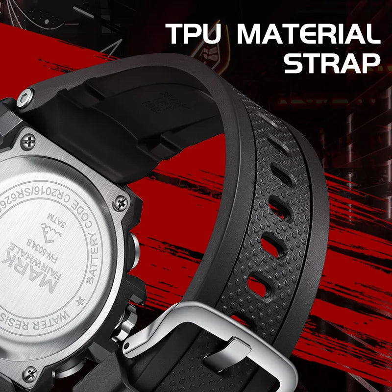 Quartz chronograph watch for men with PU strap and large dial