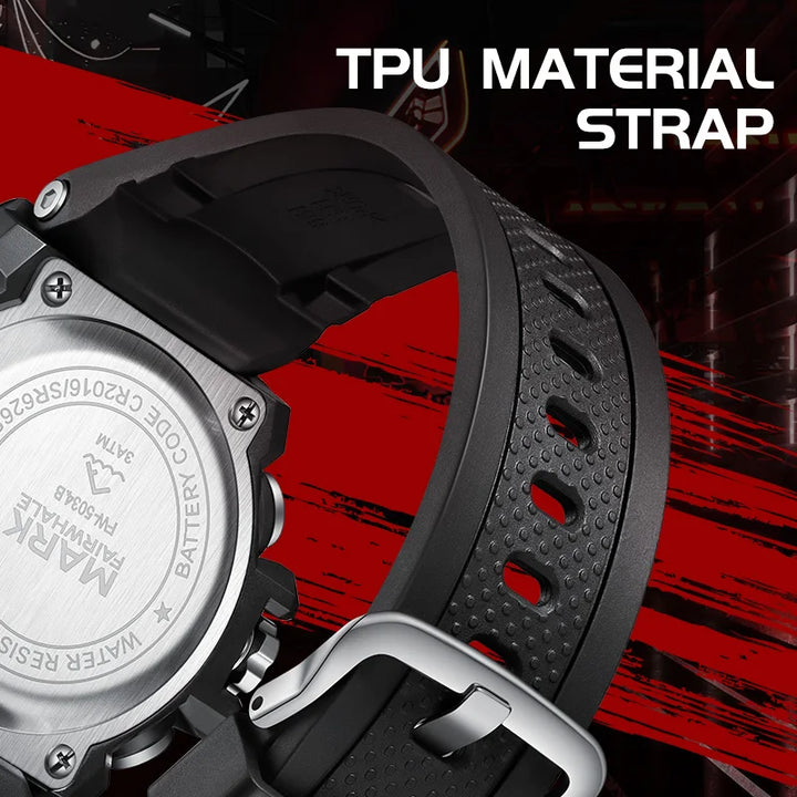 Quartz chronograph watch for men with PU strap and large dial