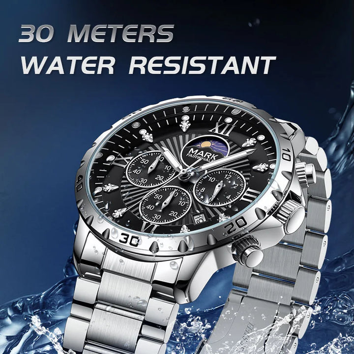 Quartz watch with 30 meters water resistance designed for everyday wear
