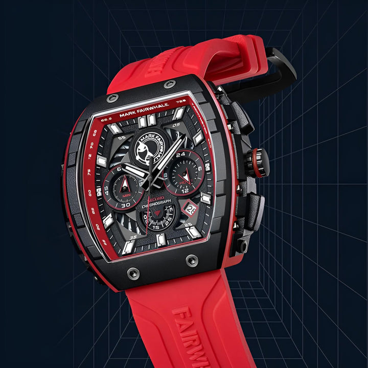 Red Mark Fairwhale 5670 GLURIC sport quartz chronograph watch with luminous hands