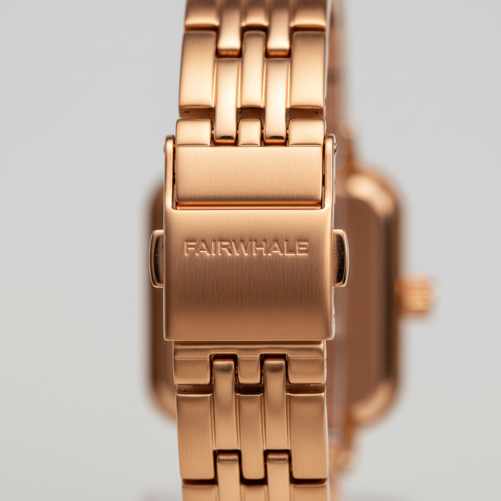 Rose gold watch with &