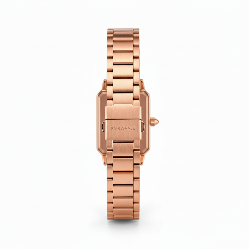 Rose gold watch with &